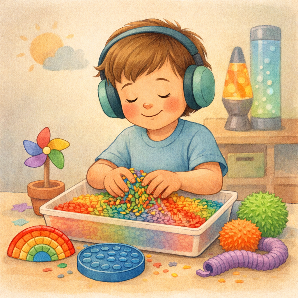 Child switching between screen use and physical play, showing balance in development activities.