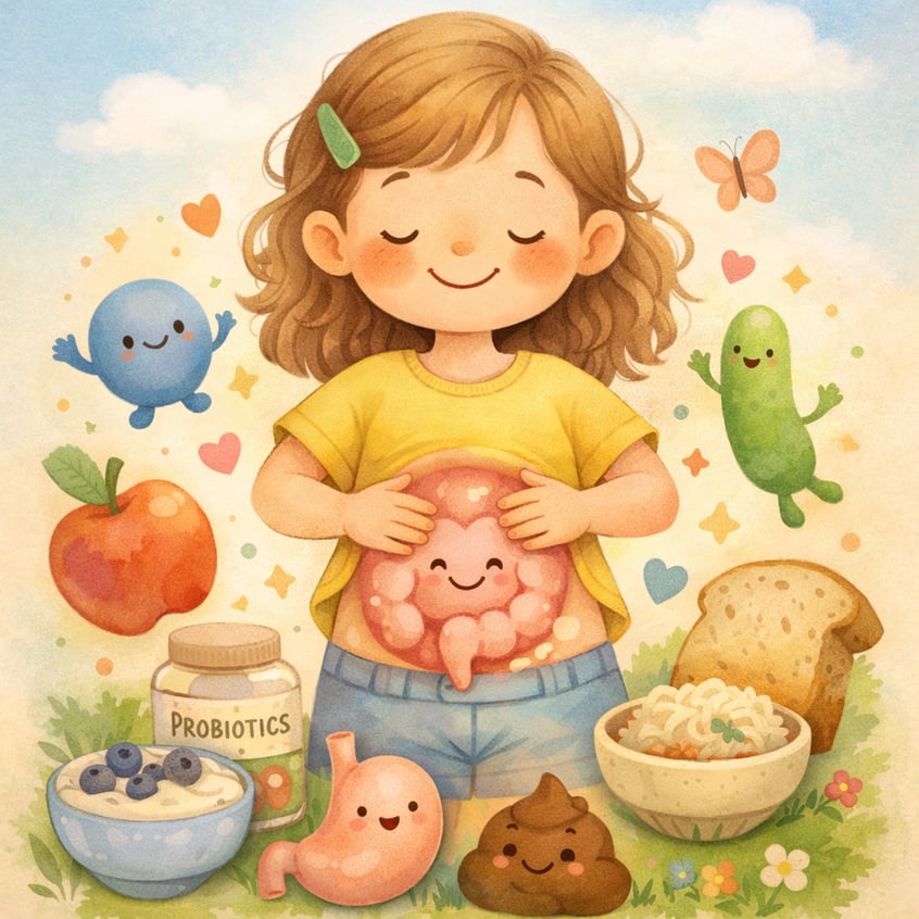 Healthy breakfast with oatmeal, berries, and nuts promoting good digestion.