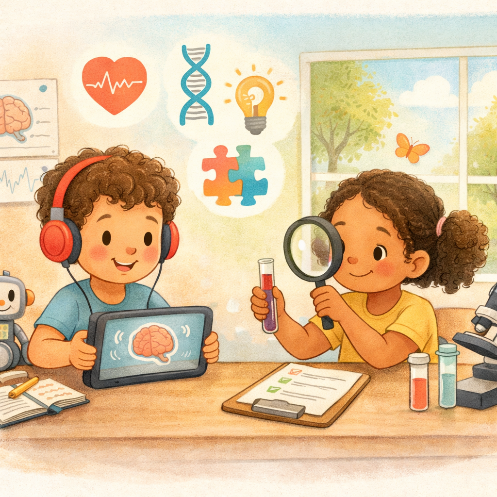 Child with autism playing with sensory toys in a calm home environment.