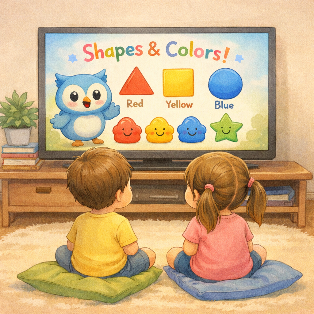 Child watching educational program – An autistic child watching a calm educational show on television in a quiet room.