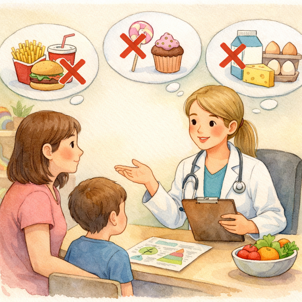 Dietitian explaining nutrient-rich foods that support brain health and development.