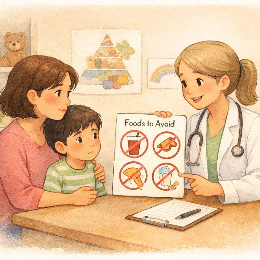 Dietitian explaining common trigger foods for children with autism.