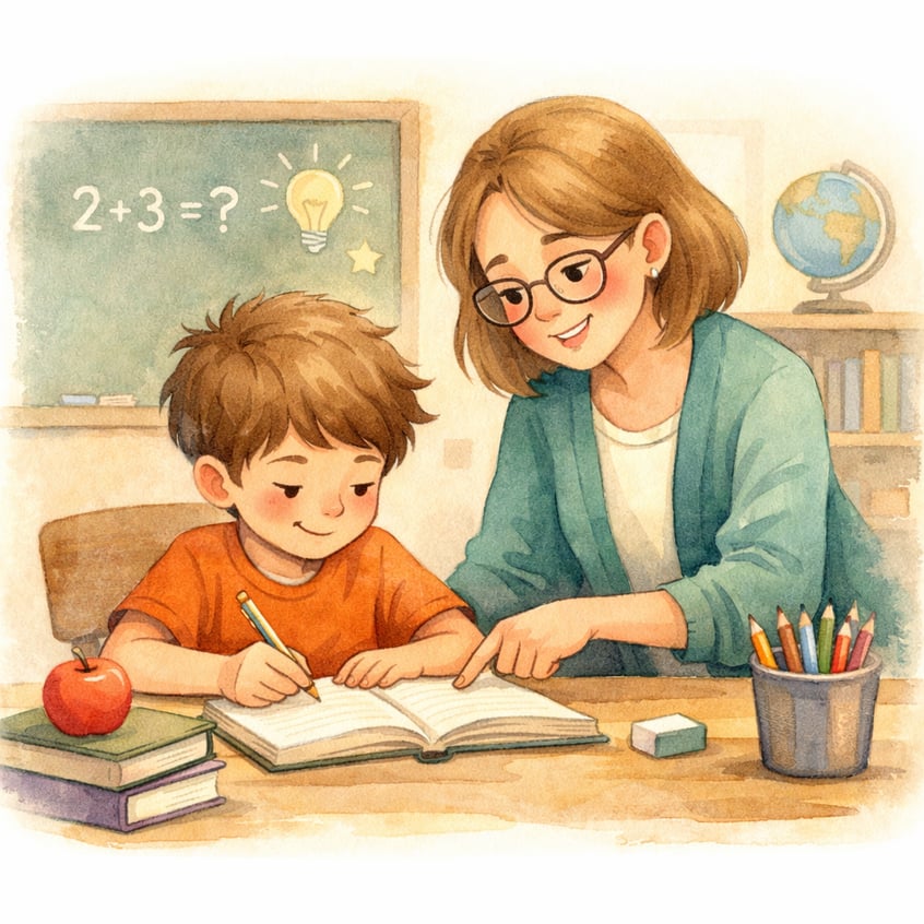 Students working together with a tutor in a study session.