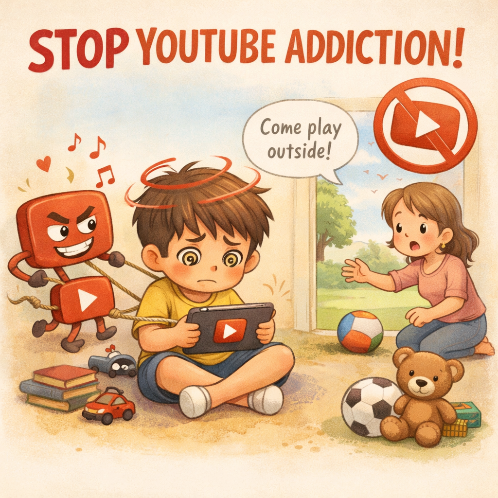 Person using parental or digital wellbeing controls to set a daily limit for YouTube.