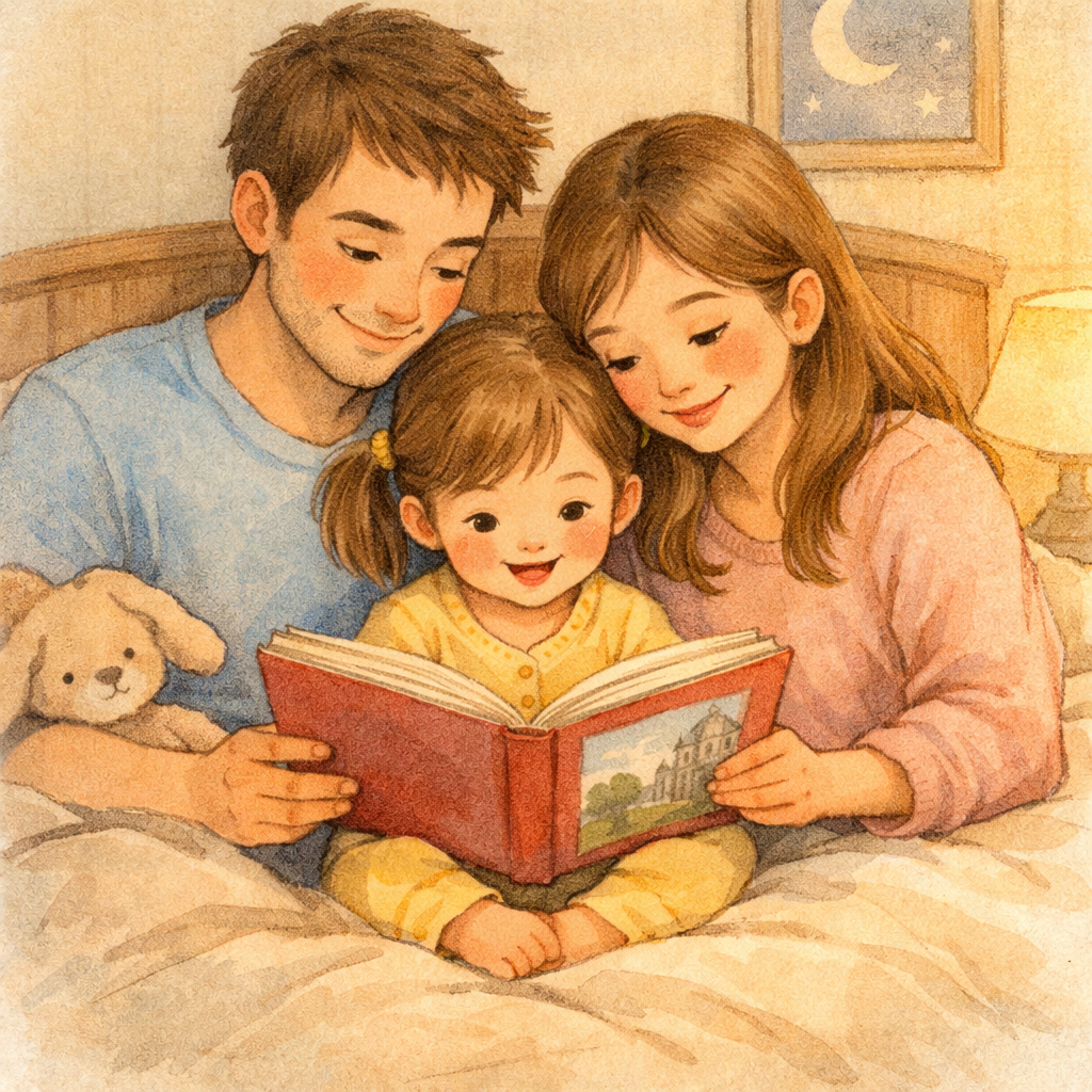 Child switching from a tablet to reading a book during quiet time.