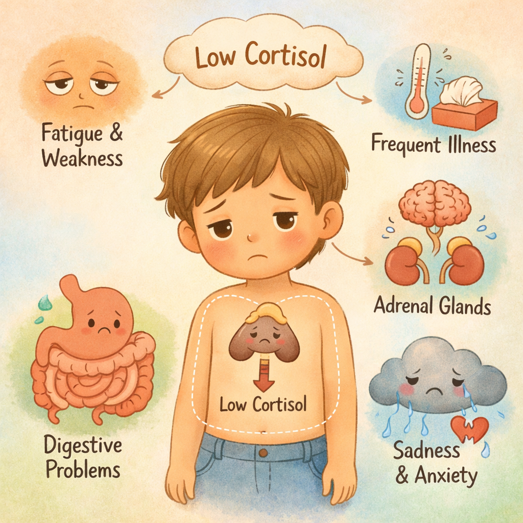 Educational Diagram Low Cortisol Levels in Child Body