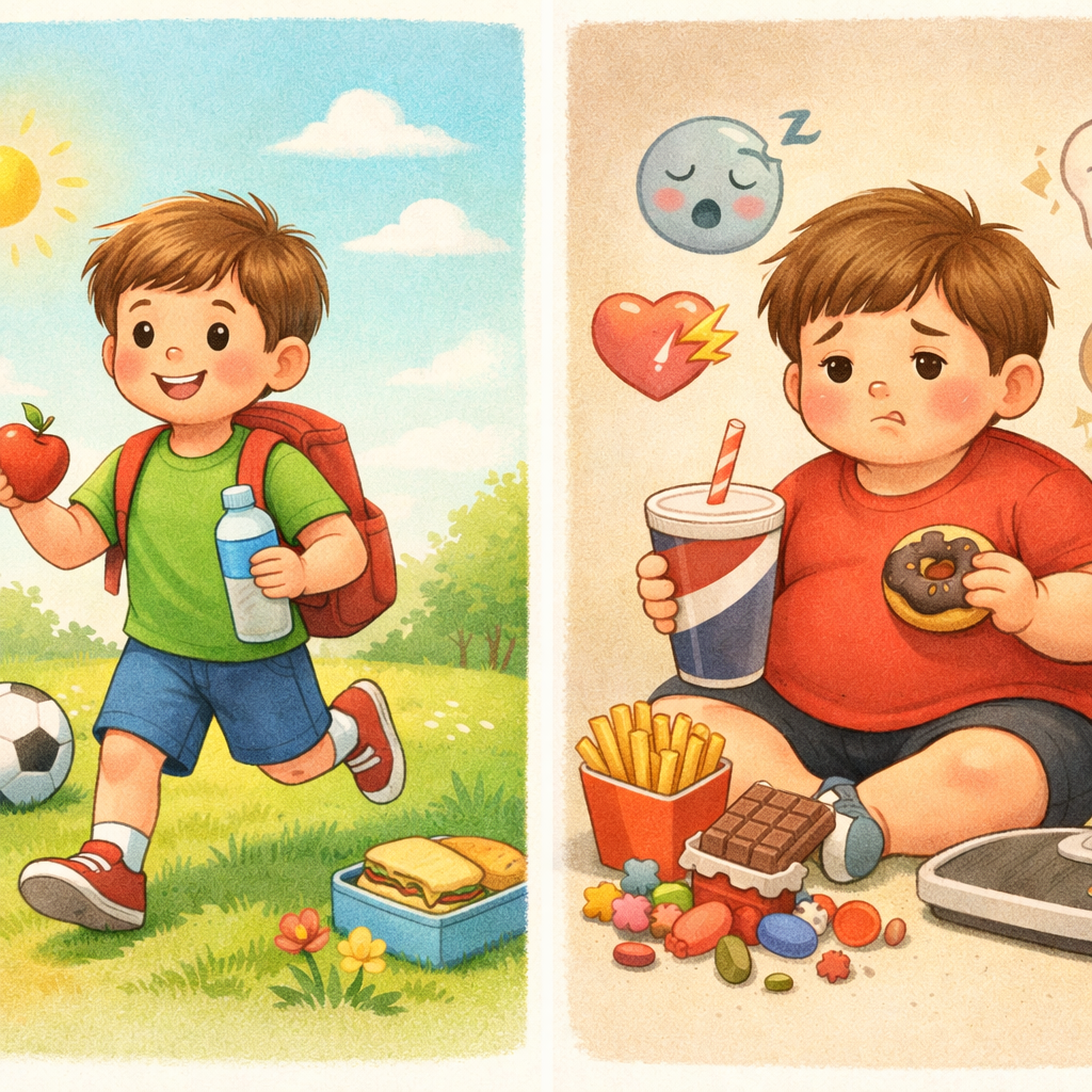 Healthy Child vs Overweight Child with High Sugar Effects-1