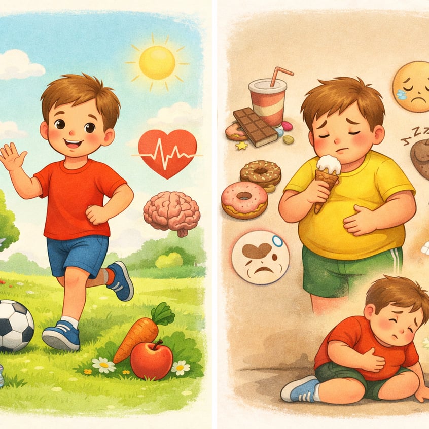 Healthy Child vs Overweight Child with High Sugar Effects