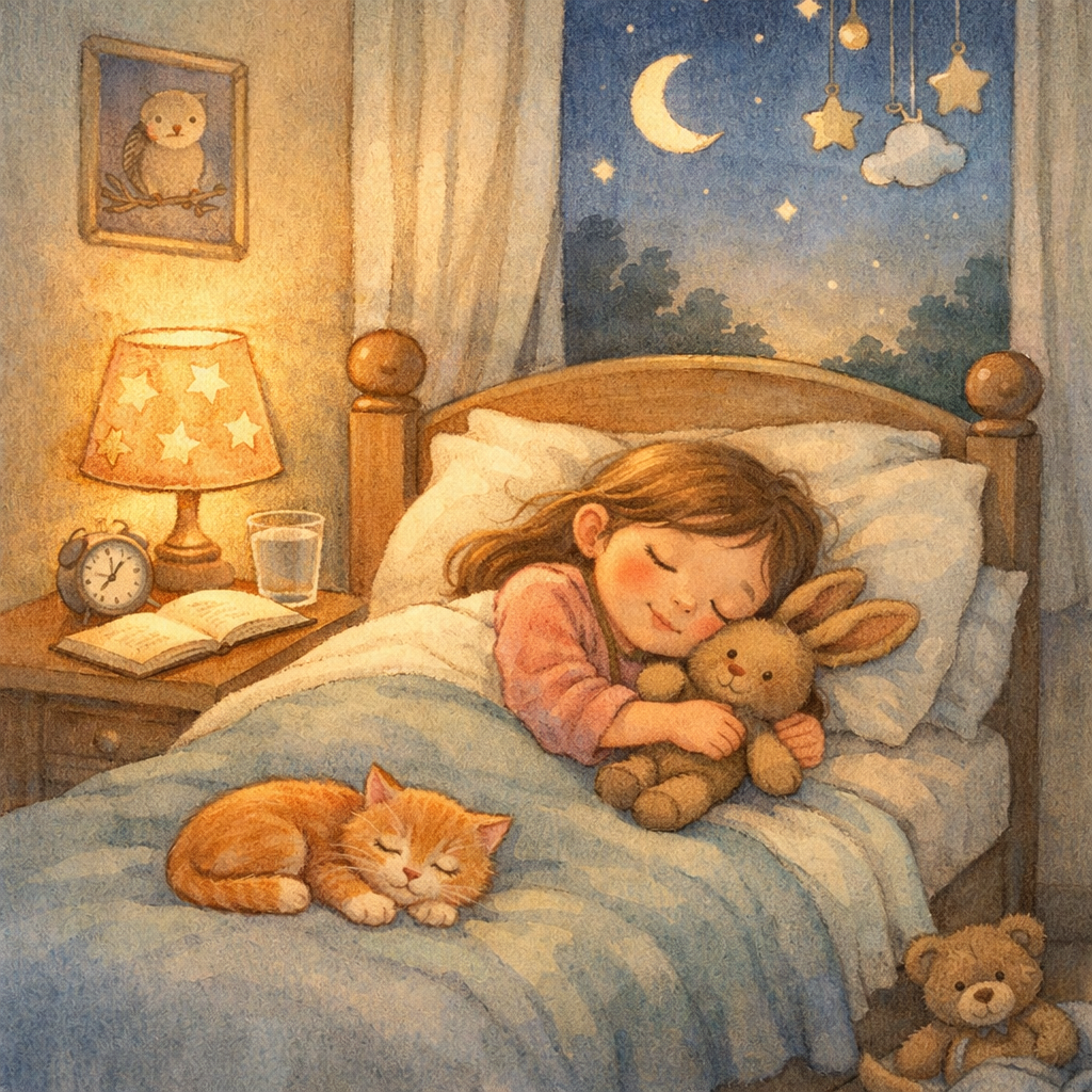 Nighttime Peaceful Childrens Illustration