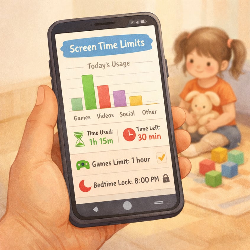 Parent Monitoring Childs Screen Time on Smartphone Dashboard-1