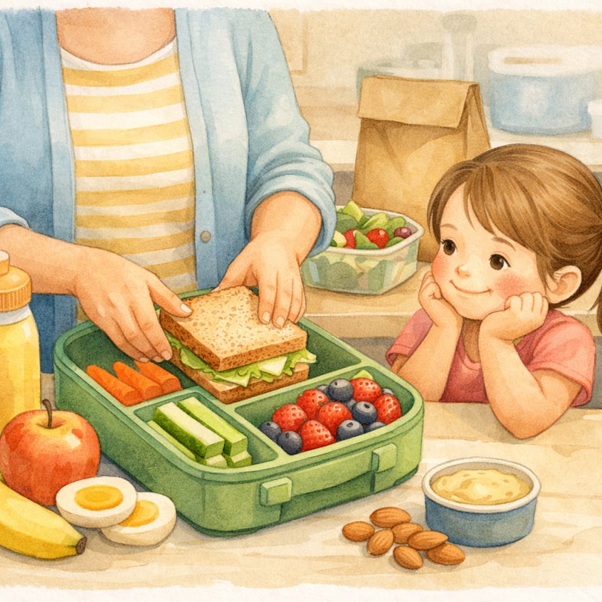 Lunchbox filled with dairy-free snacks suitable for a child with ADHD.