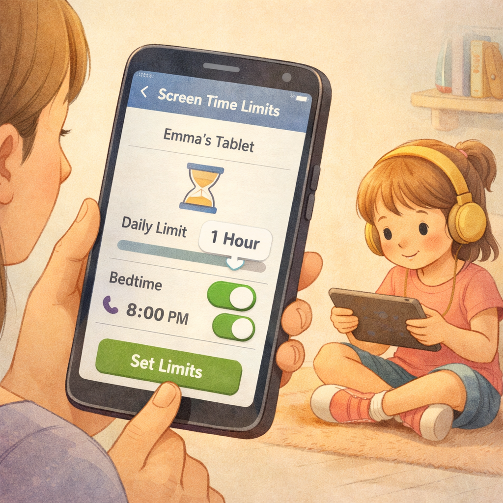 Parent Setting Screen Time Limits on Childs Device-1