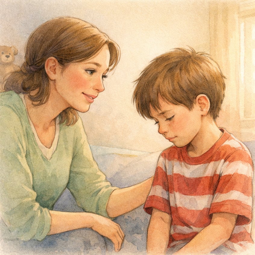 Parent Speaking to Child with Autism Eye Contact Avoidance