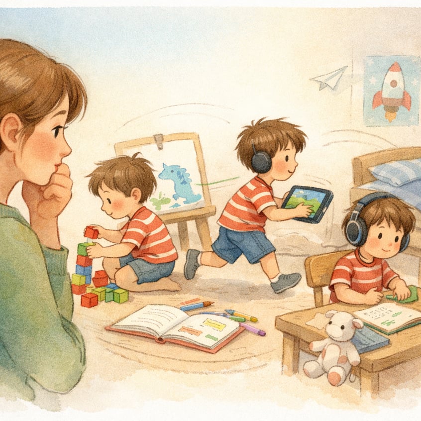 Parent Watching Child Switching Tasks