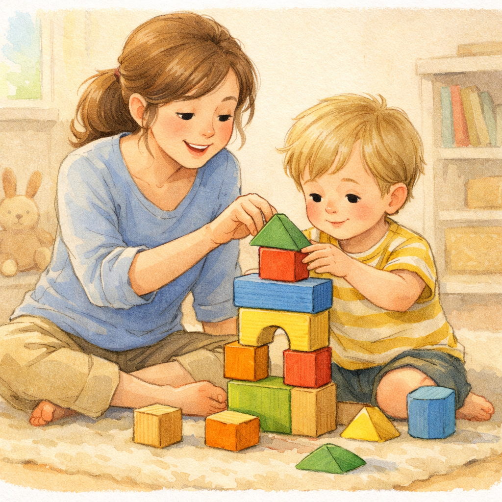 Parent and Child Building Blocks Together