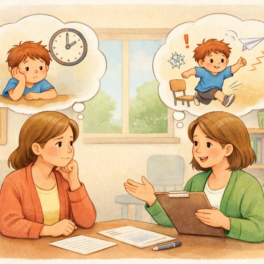 Parent and Teacher Discussing Childs Attention Span