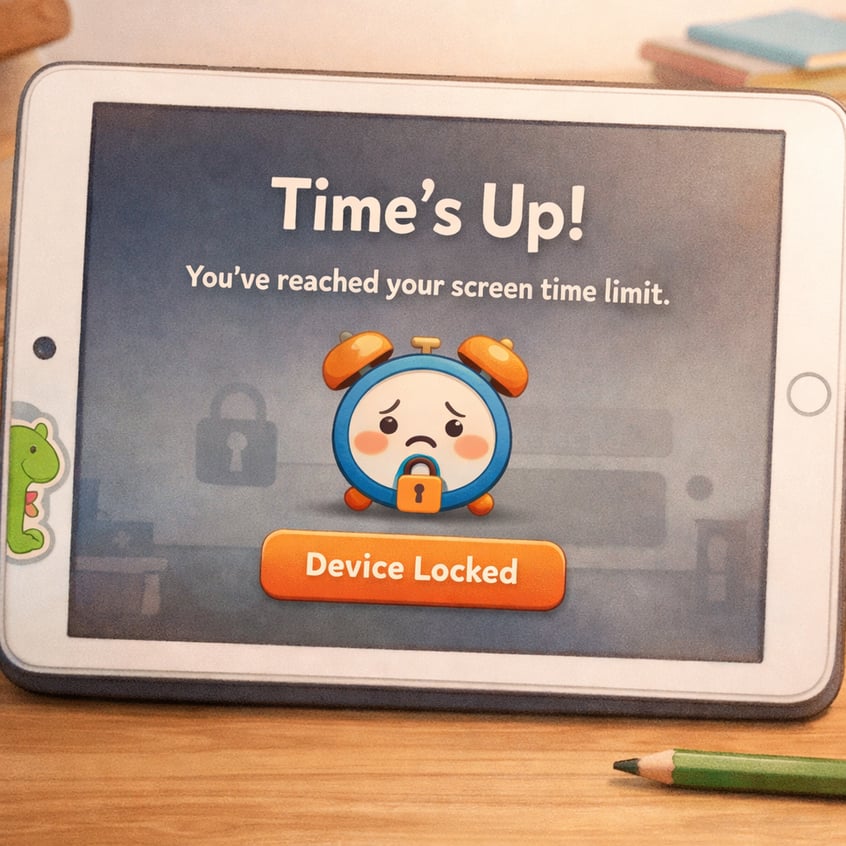 Screen Time Reached Notification on Childs Tablet