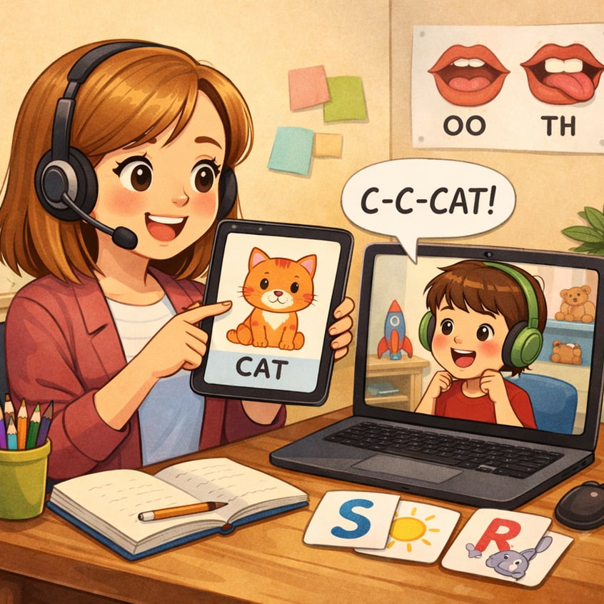 Speech Therapist with Digital Flashcards