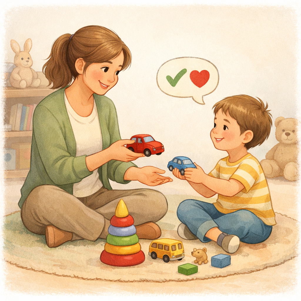 Therapist Teaching Child Turn Taking With Toys