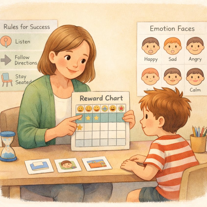 Therapist and Child in Structured Therapy Session-1