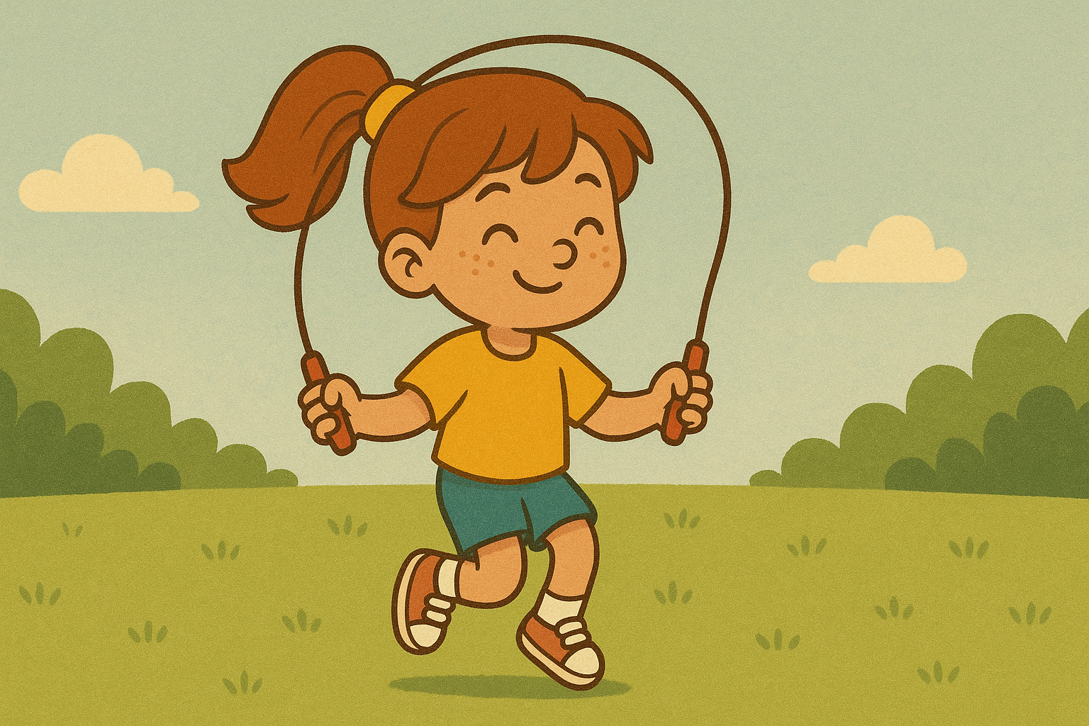 A young girl joyfully running during an exercise session