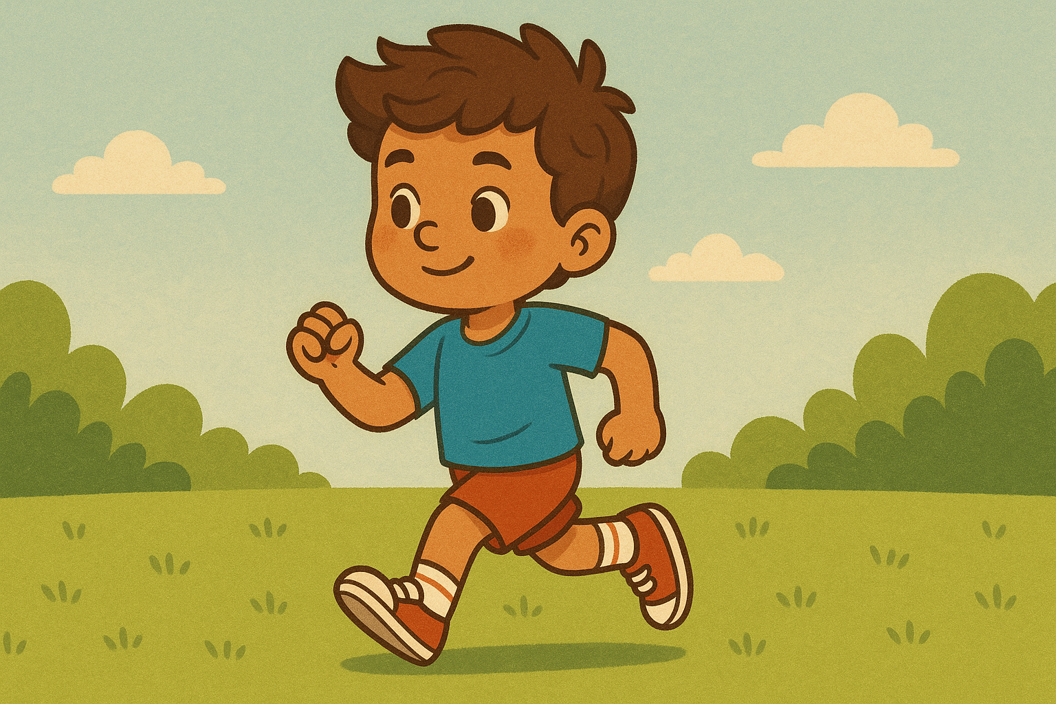 A young child running outdoors as part of a therapy session