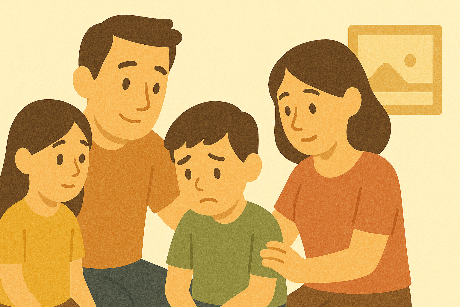 Parents gently supporting a young child, symbolising the family's role in PBS interventions