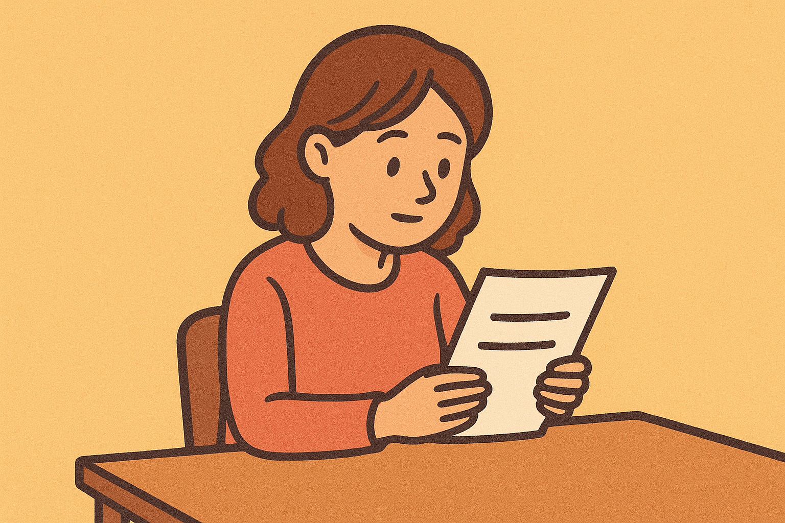 A mother reading an NDIS plan document at home with a thoughtful expression
