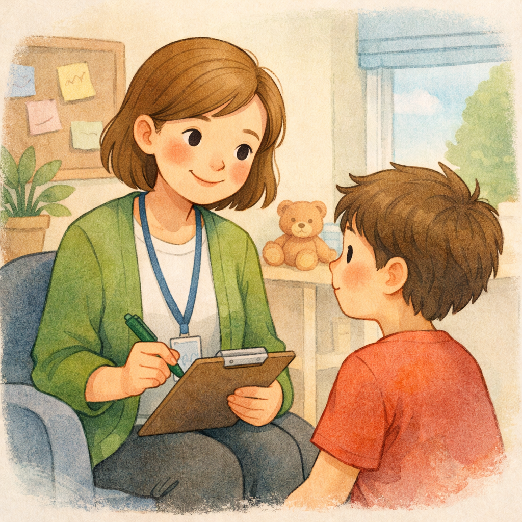 Professional Behaviour Support Practitioner observing and assisting a client during a daily activity to encourage positive behaviours and independence.