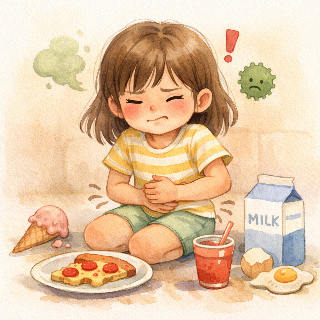 Child experiencing discomfort after eating certain foods