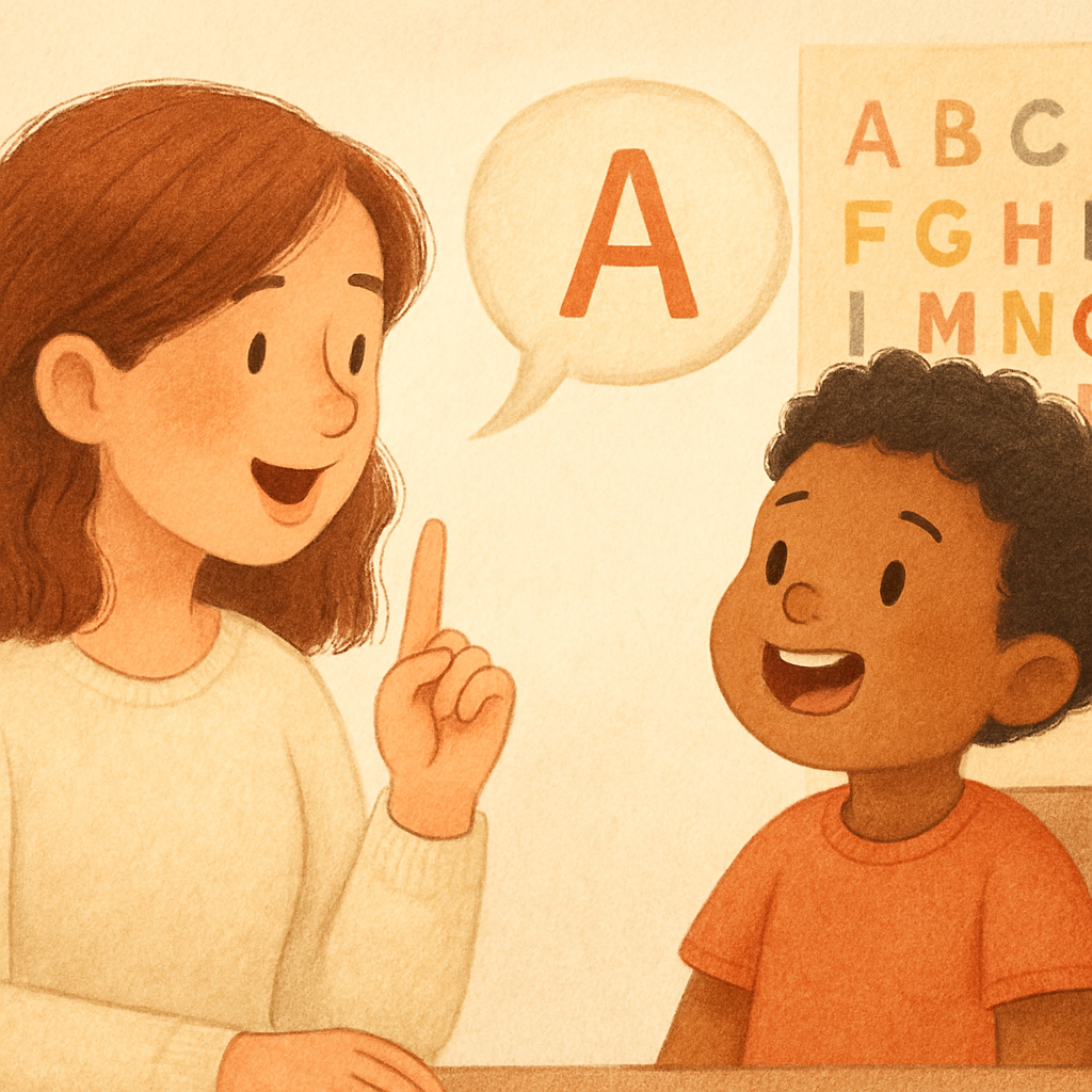 Speech therapist supporting language development through interactive exercises.