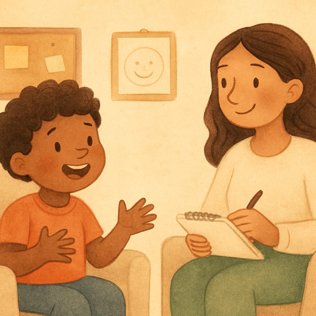 A behaviour therapist working one-on-one with a child using structured activities to encourage positive behaviour.