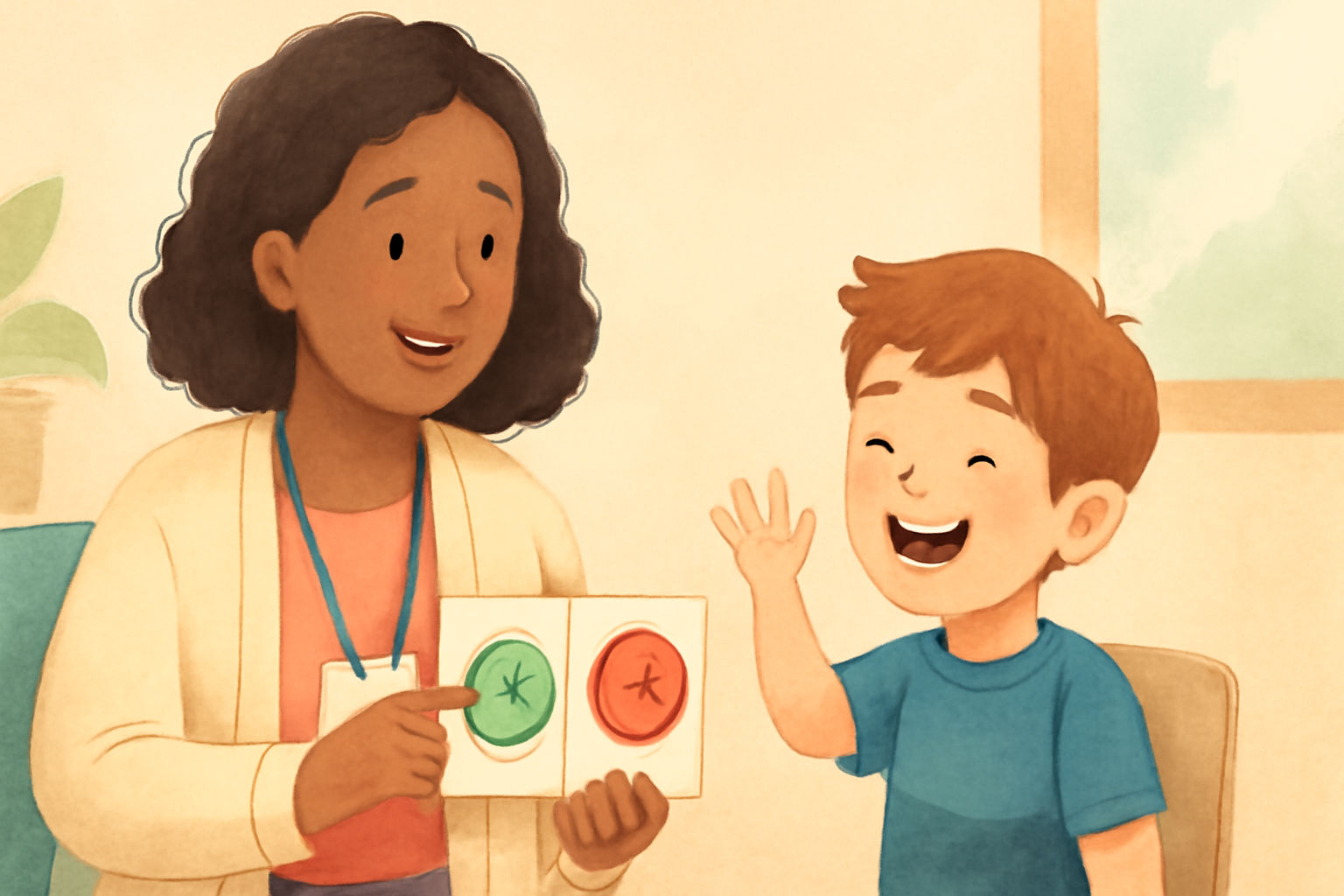 Early intervention session with a child and caregiver.