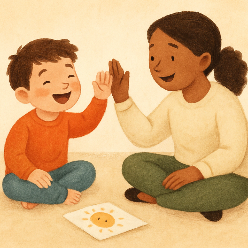 Behaviour support practitioner working with a young child during an early intervention session.