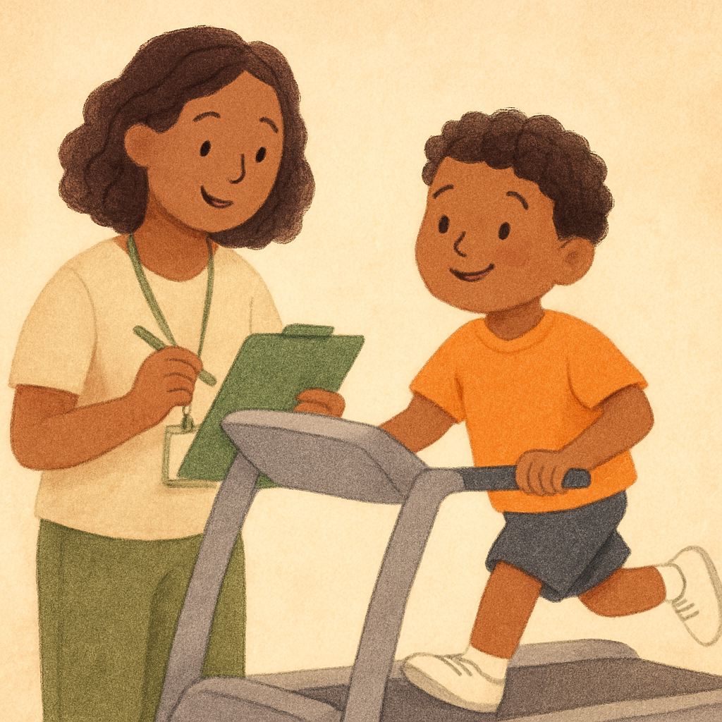 An exercise physiologist guiding a client through a supervised strength exercise.