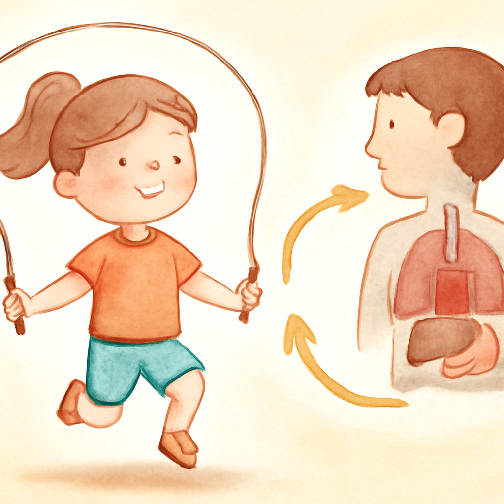 An exercise physiologist showing a child how to use resistance bands to improve strength safely.