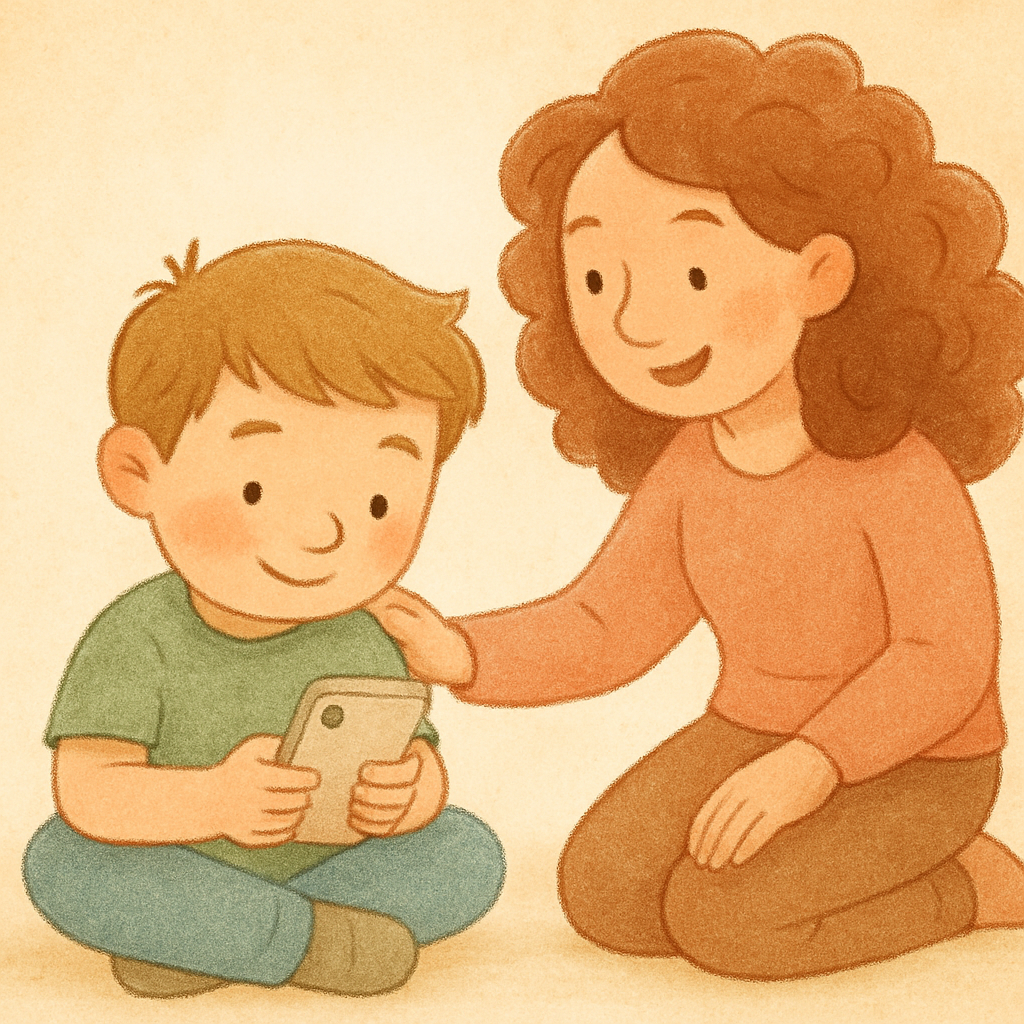 Therapist discussing healthy iPhone use with a teen during a counseling session.