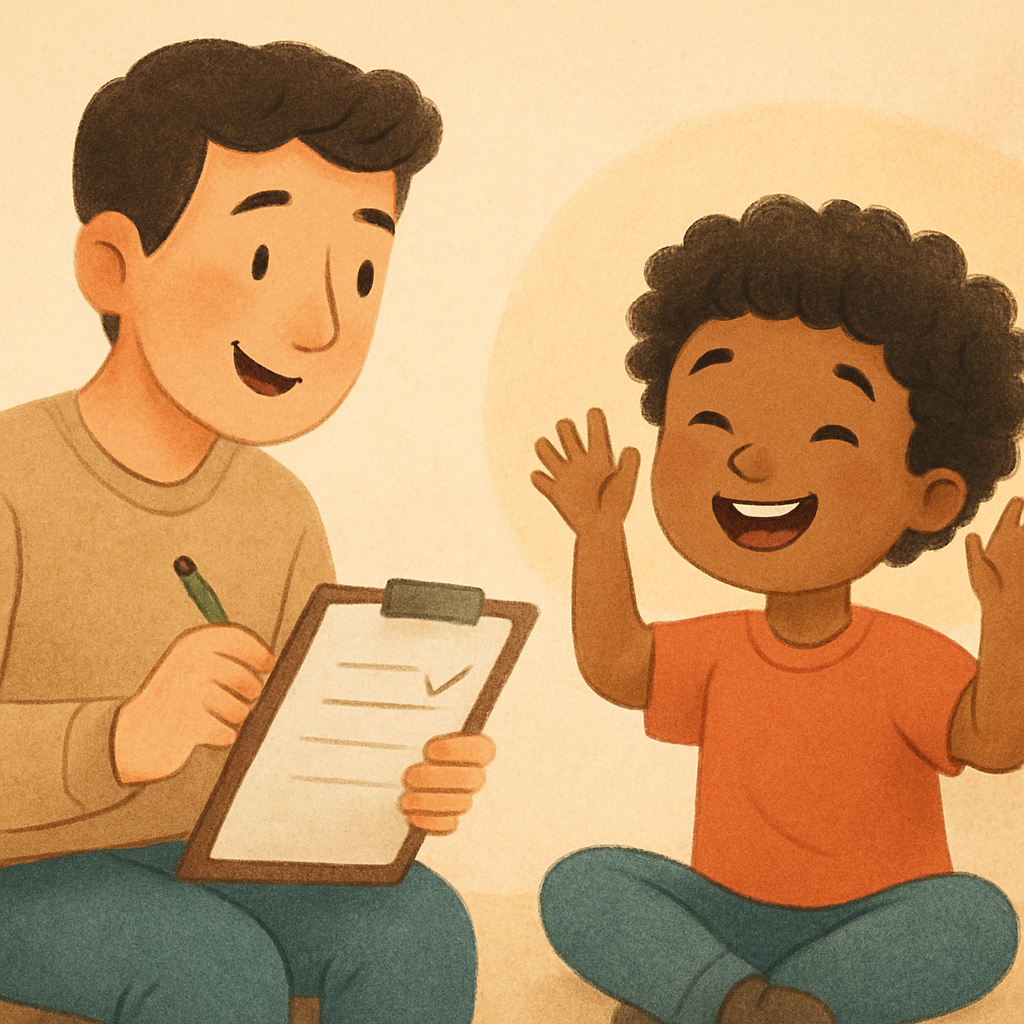 Therapist supporting positive behaviour change through encouragement and guidance.