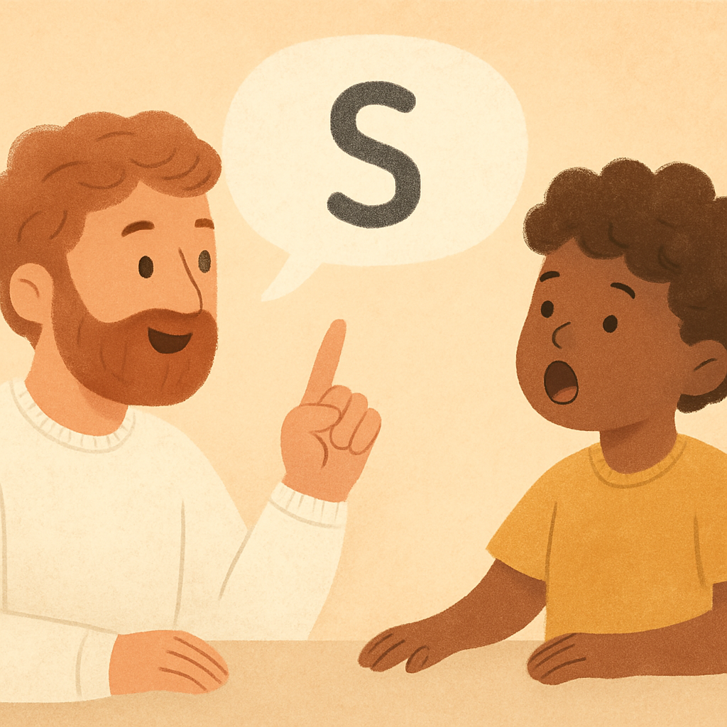 Child practicing speech sounds with guidance from a speech pathologist