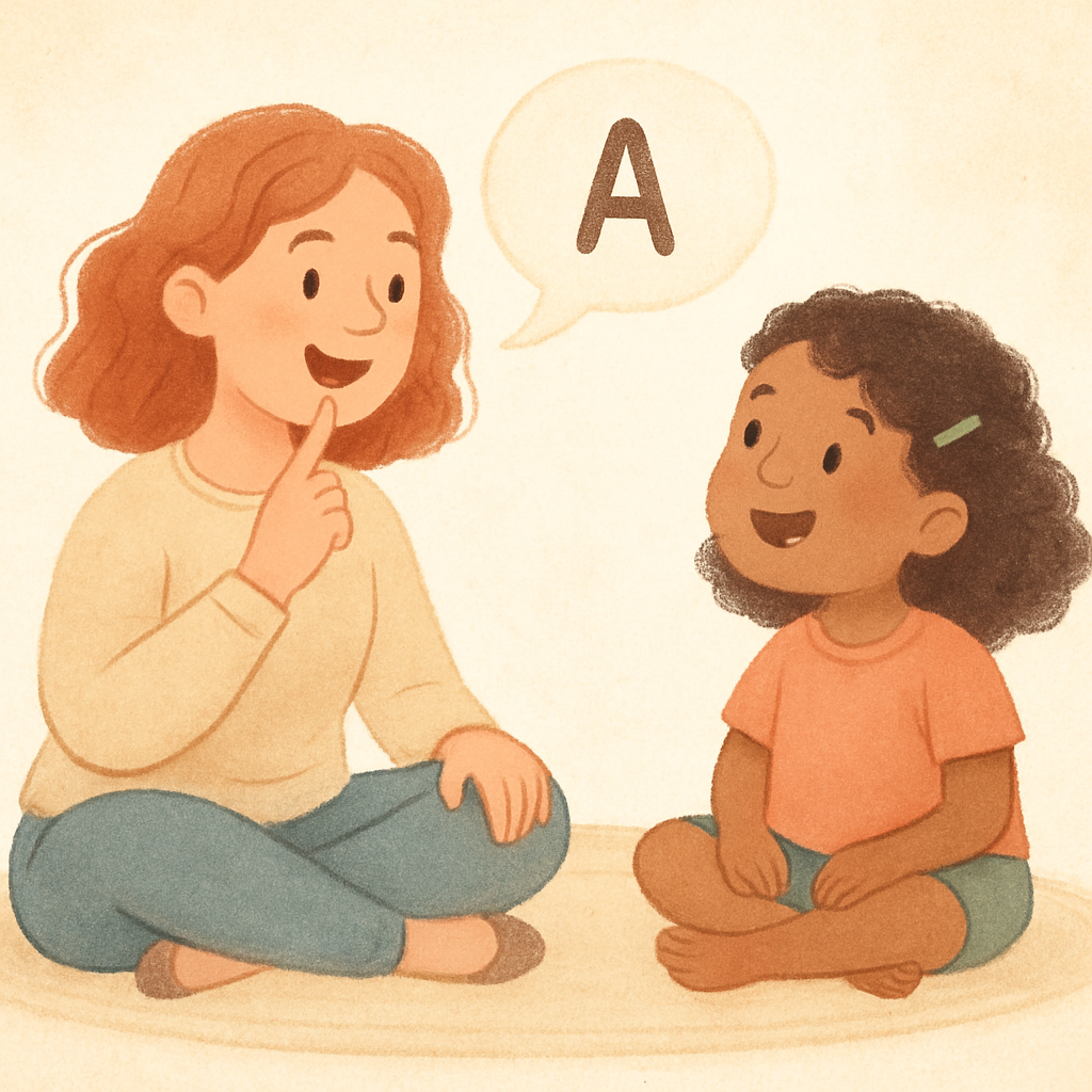 Therapist and child engaged in speech and language therapy activities.