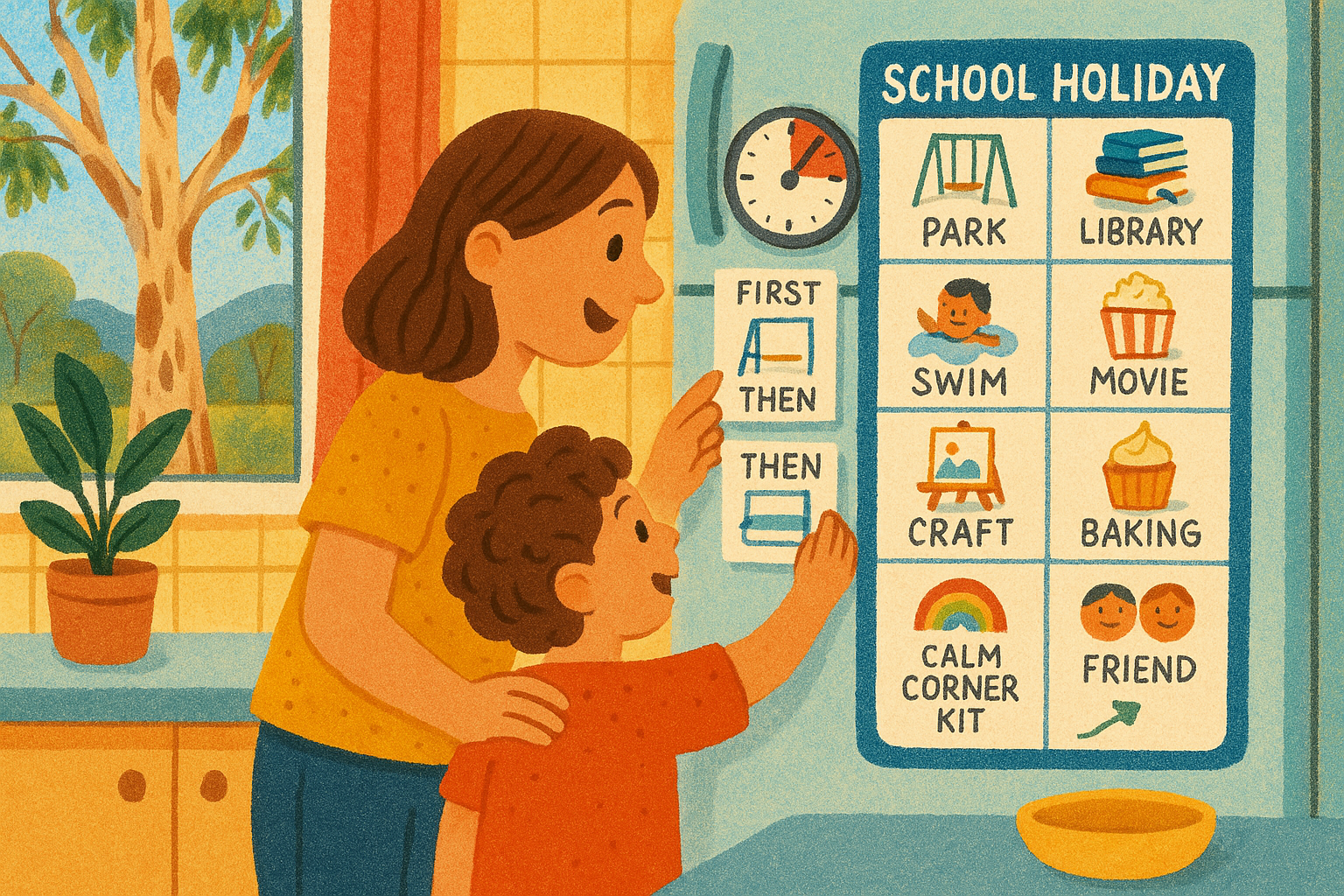 Support coordinator helping a parent understand and manage their NDIS plan.