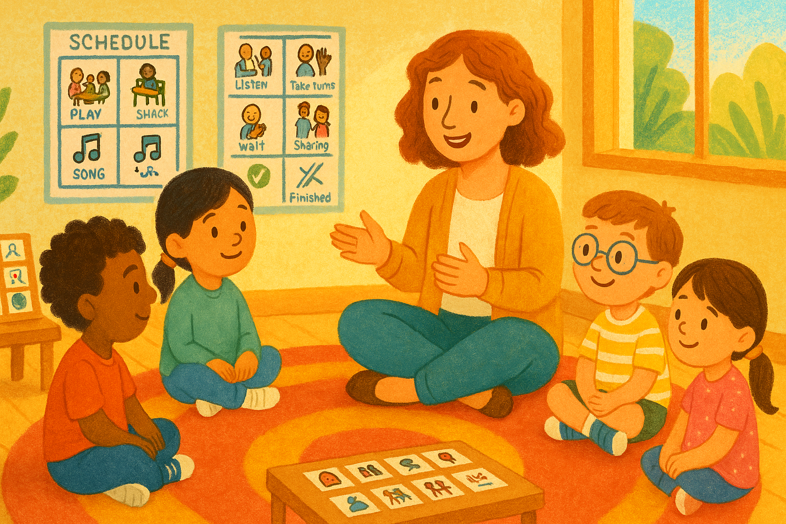 Inclusive group practising positive behaviour strategies.