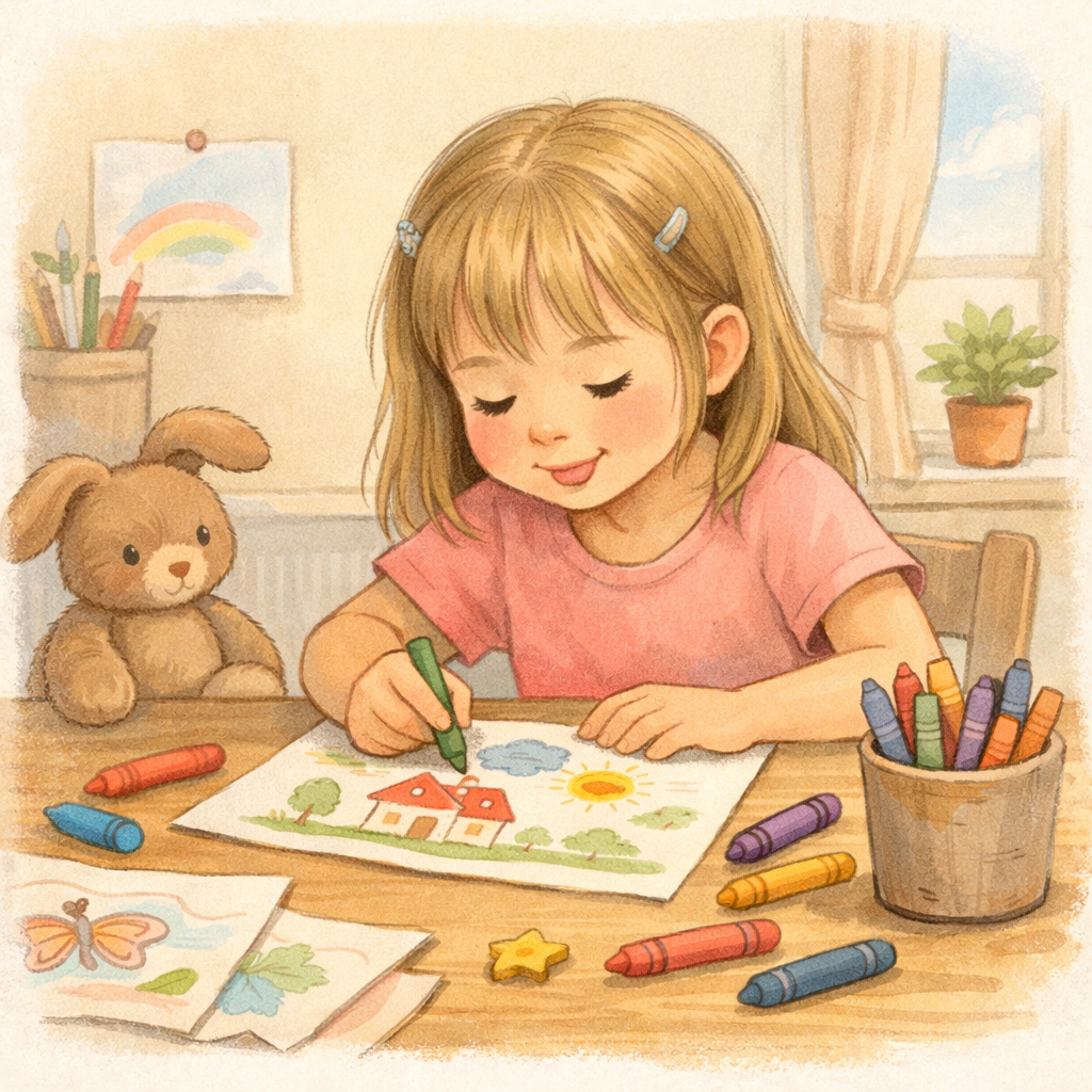 Kid practicing a hobby like painting instead of screen use